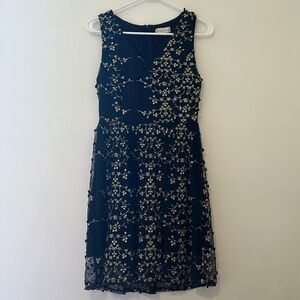 New! Altar'd State Jane Applique Floral Embriodered Fit and Flare Dress in Black